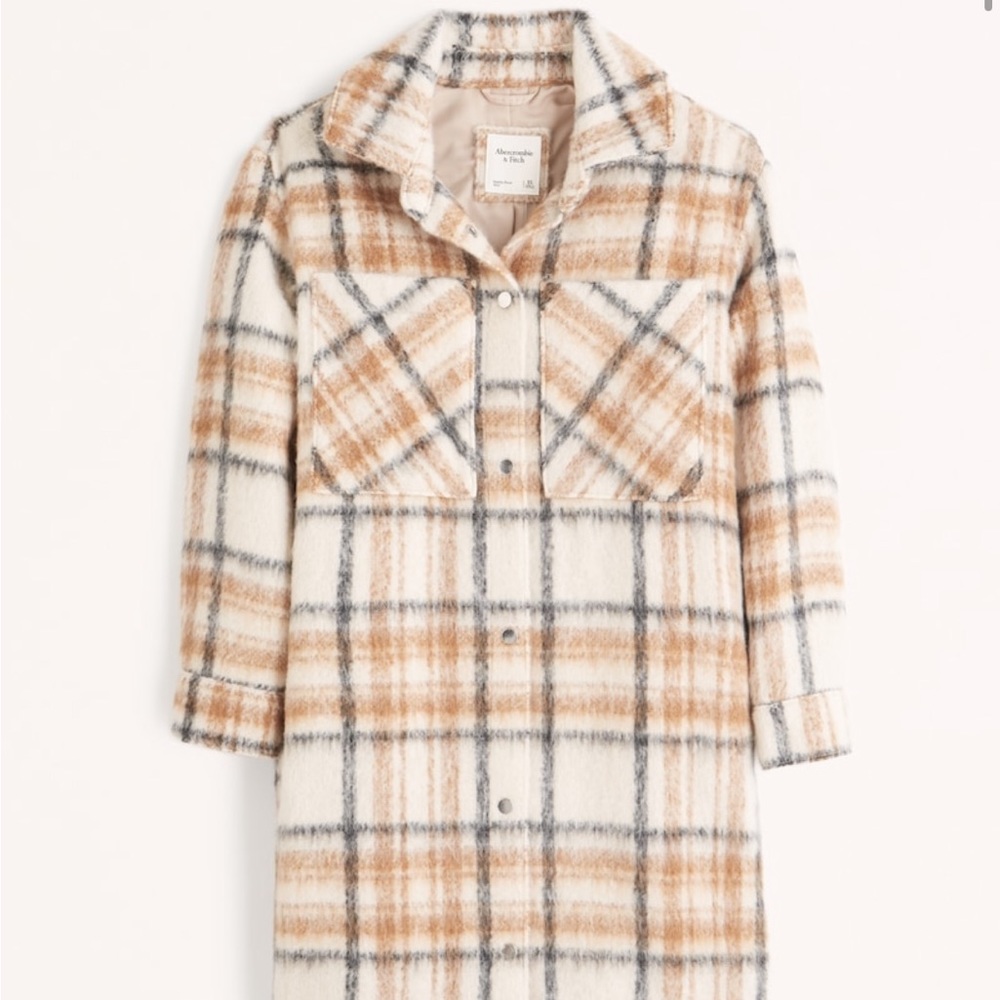 Abercrombie Long length wool blend shirt jacket, size small